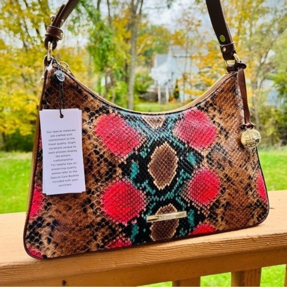 Brahmin Esme Shoulder Bag Multi Caladesi Python Print Leather NWT